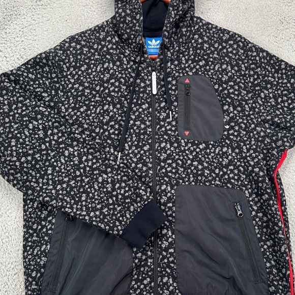 Adidas Fleece‎ Jacket Mens XL Black Adventure Camo On The Spot Hoodie Full Zip - Picture 1 of 10